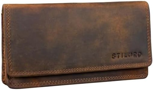 STILORD 'Lotta' Vintage Cartera de Cuero para Mujeres RFID Protector Monedero Femenino Billetera Señora para Tarjetas Billetes y Monedas con Caja de Regalo, Color:marrón - Medio