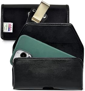 Turtleback Premium Leather Phone Holster for iPhone 16 Pro Max, 15 Pro Max, 14 Pro Max, 13 Pro Max – Black Phone Belt Holder Fits Slim Cases – with Exclusive Metal Belt Clip, Magnetic Closure
