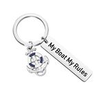 Boat Captain Gift Boating Jewelry Boater Gift My Boat My Rules Keychain Boat Owner Gift (My Boat My Rules- K EU)