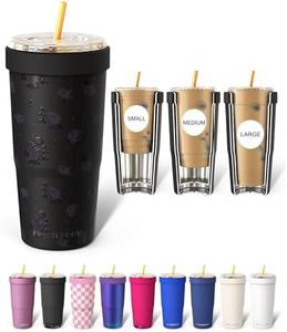 Frost Buddy Togo Buddy 30 oz Stainless Steel Vacuum Insulated Tumbler To Go Coffee Cup – Iced Coffee Cups, Iced Coffee Sleeve, Travel Mug, Thermal Cup for Hot & Cold Drinks, Dunkin Cup (Black Floral)