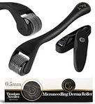 DermTech Derma Microneedling Roller - 0.5mm Titanium Needles - 540 Needles - For Men and Women - Beard Roller Face Roller (Matte Black)