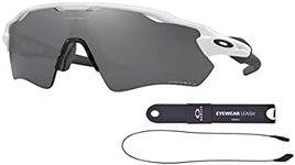 Oakley Radar Ev Path OO9208 920894 38MM Polished White/Prizm Black Polarized Rectangular Sunglasses for Men + BUNDLE Accessory Leash Kit + BUNDLE with Designer iWear Eyewear Kit