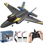 BEZGAR 4 Channel RC Plane F35 Fighter Jet, 6-axis Gyro Remote Control Airplane Ready to Fly with 2 Batteries, Easy Control for Beginners Toys with LED Navigation Lights RC Plane for Adults Kids Boys