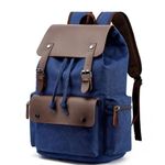 TOURTIER Canvas Travel Daypack Drawstring Backpack Flip Bag Retro Laptop Bag for Men Women (BLUE)