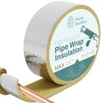 Home Intuition 25 Foot Foiled Back Fiberglass Pipe Insulation Wrap, 3" Wide x 1" Thick