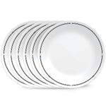 Corelle 6-Piece 8.5" Lunch Round Plates, Vitrelle Triple Layer Glass, Lightweight Round Plates, Salad Plates, Chip and Scratch Resistant, Microwave and Dishwasher Safe, Brasserie