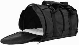 SturdiBag Large Pet Travel Carrier: Flexible Height for Cat and Dog Soft Sided with Safety Clips and Seatbelt Straps | Black, 18" x 12" x 12" (PN: SB2-PRO-BL)