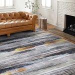 Calore Area Rug 6x9 Carpet Rug for Living Room Bedroom Soft Modern Floor Mat Indoor Home Decorative Rug (Gold Black, 6.5'x9.8')