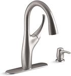 Kohler K-R72511-SD-VS Mazz 2-Hole Kitchen Faucet with 15-1/2" Pull-Down Spout and Soap/Lotion Dispenser, Vibrant Stainless