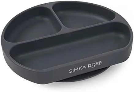 Simka Rose Baby Suction Plates for Baby & Toddler Plates Silicone Plate Baby Baby Dishes- BPA Free Silicone Divided Design Microwave & Dishwasher Safe - Baby Led Weaning Supplies Utensils (Pack of 1)