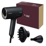 Panasonic EH-NA0J-N895 Hairdryer with Diffuser, Nanoe Moisture+ and Mineral Technology, Intelligent Heat Sensing, Styling Nozzle, Hot & Cold Alternating Mode, Black & Champagne Gold