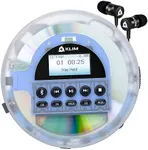 KLIM Nomad Transparent - New 2024 - Portable CD Player Walkman with Long-Lasting Battery - Includes Headphones - Radio FM - MP3 CD Player Portable - TF Card Radio FM Bluetooth - Ideal for Cars