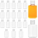 BELLE VOUS 20 Pack Clear Plastic Flip Cap Refillable Bottles - 60ml Liquid Containers - Reusable Empty Squeeze Cosmetic Bottles for Travel, Toner, Lotion, Conditioner, Toiletries, Shampoo, and More