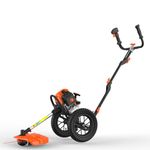 FUXTEC FX-FSR162 | Wheeled Petrol Brush Cutter | 62cc 3.5HP 2-Stroke Grass Strimmer | Heavy Duty Trimmer with Large Pneumatic Wheels & Line Cutting System