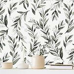 Erfoni Green Leaf Wallpaper Peel and Stick Wallpaper Floral Contact Paper 17.7inch x 196.8inch Greenery Eucalyptus Wallpaper Peel and Stick Leaves Plant Self Adhesive Wall Paper Bathroom Vinyl