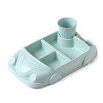 ARURA (LABEL) Car Shaped Plates Cup Dinnerware Set Bamboo Fiber Food Containers Infant Training Dishes Baby Feeding Sets Kids Tableware (Multicolor)