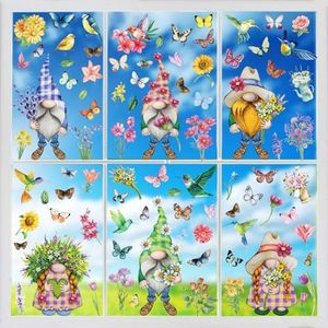 Spring Window Clings Gnomes-Stickers – 98PCS Double-Sided Decals for Home, School, Office - Party Supplies Included for Festive Decoration