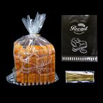 Lesibag 100Pcs 11"x 14" Bottom Gusset Bread Loaf Bags with Ties, Clear Printed Cello Cellophane Bags for Homemade Bread or Bakery