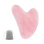 Bounabay Rose Quartz Gua Sha Massage Tool, Natural Jade Massage Stone for Facial Body Skincare, Pink Heart Shape Stone