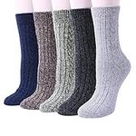 5 Pairs Womens Thermal Wool Socks Warm Knit Ladies Socks for Winter, One Size, A10