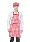 Switchon Red and white chef's Apron with Cap for Home Hotel and restaurants