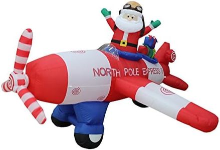 Animated - 2.4m Long Christmas Inflatable Santa Claus Flying Aeroplane 2012 Yard Decoration
