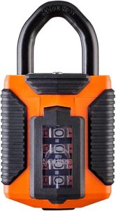 Squire Heavy Duty Padlock (CP50) - Toughest Steel Shackle - 4 Wheel Combination Padlock - Alloy Steel for Corrosion Resistance - Weatherproof Lock for Home, School & Garage (Orange, 50mm)