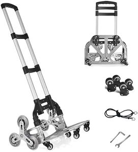 Stair Climbing Cart, Folding Hand Truck Dolly, Grocery Shopping Cart with Mute Wheels, 180lbs Weight Capacity Aluminum Hand Truck for Luggage, Travel