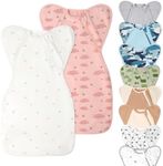 Knirose Swaddle Blanket Sleep Sack with Arms Up Design 2 Packs, Hands Up Sleeping Sack 3-Way Transitions to Arms-Free Wearable Sleeping Bag for Newborn Baby Boys Girls Snug Fit Calms Startle Reflex