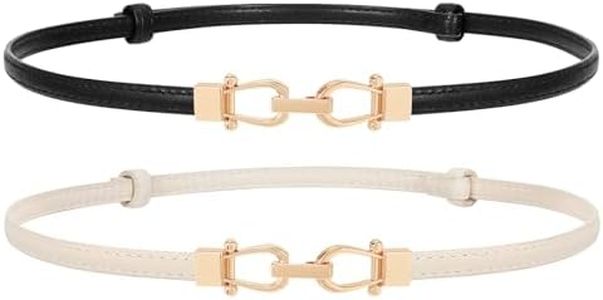 JASGOOD Leather Skinny Women Belt Ladies Thin Waist Belts Plus Size Adjustable for Jeans Pants Dresses with Metal Buckle