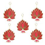 Aditri Creation Set of 5 Door Hanging Wooden MDF Lotus String Wall Decorations Temple Pooja for Indian Traditional Diwali decorations for home Wedding Festival Home (Size :-8"/20 CM Each.)(Pink)