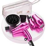 LURA Mini Portable Travel Hair Dryer:Dual Voltage Small Lightweight Blow Dryer with EU Plug,1200W Compact Hairdryer with Folding Handle,with Concentrator&Diffuser Attachment,for Women and Men