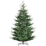 HOMCOM 9ft Artificial Christmas Tree, Wide Pine Holidy Decor, Hinged Xmas Tree with 1939 Tips, Metal Base, Green