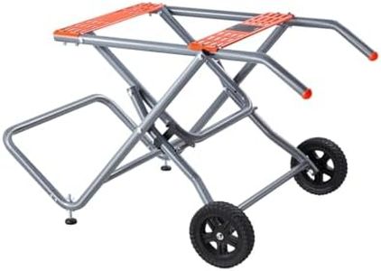 VEVOR Portable Table Saw Stand, 350 lbs Load Capacity, Rolling Foldable Table Saw Table with 8 Inches Rubber Wheels, Heavy Duty Construction, Easy Storage, Universal for Most Brands of Table Saws