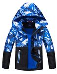 LAUSONS Boys Waterproof Jacket Toddler Girls Camo Windbreaker with Hood Black 9-10 Years/Label 140