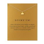 ZYAWP Friendship Sun Compass Necklace Good Luck Elephant Pendant Chain Necklace with Message Card Gift Card