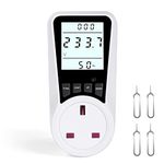 flintronic Power Meter Plug, Energy Monitor Socket with Backlight LCD Display, 7 Monitoring Modes Electricity Usage Consumption Analyzer Voltage Amps Wattage KWH,3680W/16A Overload Protection, UK Plug