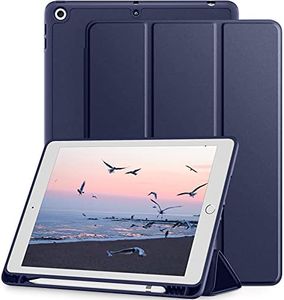 Mastten Case Compatible with iPad 9th/8th/7th Generation Case, for iPad 10.2 Inch Case with Pencil Holder, TPU Smart Stand Back Case Cover for iPad Case 2021/2020/2019, Auto Wake/Sleep, Navy