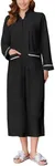 Ekouaer Women's Zipper Robes Fleece Robe Zip Bathrobe Long Sleeve Housecoat with Pockets Black XXL