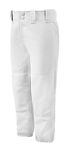 Mizuno Girls Youth Belted Low Rise Fastpitch Softball Pant, White, Youth X-Large