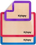 Kitzini Silicone Baking Mat Set. Non-Stick Reusable Silicone Mats for Baking. BPA Free Silicone Baking Sheets. Professional Grade Silicon Baking Sheet. 2 Half Sheets & 1 Quarter Baking Silicon Mats