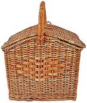 HM SERVICES Bamboo Storage Basket for Picnic and Outdoor Shopping with Handle Natural Brown