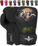 Exxact Sports Knockout Printed Youth Boxing Gloves for Kids (3-10 Years) with Padded Protection and Wrist Support, Durable Engineered Leather Kids Boxing Gloves for Boys and Girls (Leopard, 6OZ)