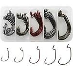 Fishing Hooks Size with Tackle Box 80pcs Worm Fishing Hooks for Senko Baits Lure Wide Gap Fishing Hooks 5 Size Mixed Saltwater Fishing