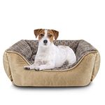 JOEJOY Dog Bed Medium Washable - Calming Dog Bed Anti-Anxiety Dog Bed Rectangle Dog Bed with Soft Cosy Plush - Pet Bed Size Small | Medium | Large Mattress Mat For Dog, Beige