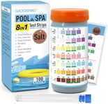 GAOQSEMG 8 in 1 Pool and Spa Test Strips, Salt Pool Test Strips Hot Tub Saltwater Testing Kits Quick & Accurate Testing Salt,Bromine,Chlorine,pH,Hardness,Cyanuric Acid,Alkalinity,100 Strips