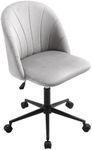 Warmiehomy Armless Velvet Office Chair for Home Comfy Swivel Desk Chair with Wheels Height Adjustable Computer Chair with Wide Seat Velvet Fabric Study Chair for Bedroom and Home Office, Gray