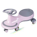 KOOKIDO® Wiggle Car, Swing Car with Quiet Flashing Wheels, Ride-on Toy for Ages 3 Yrs and Up… (Cotton Candy Pink)