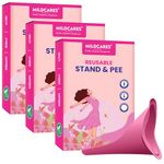 Mildcares Stand and Pee Urination Device For Women (Pack of 3) | Reusable Female Urinal Silicone Pee Funnel | For Pregnant Women | Zero Spillage | For Public Toilets, Outdoor, Travel, Camping & Hiking