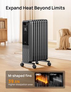 Dreo 9-Fin Oil Radiator Heater – Portable Electric Room Heater